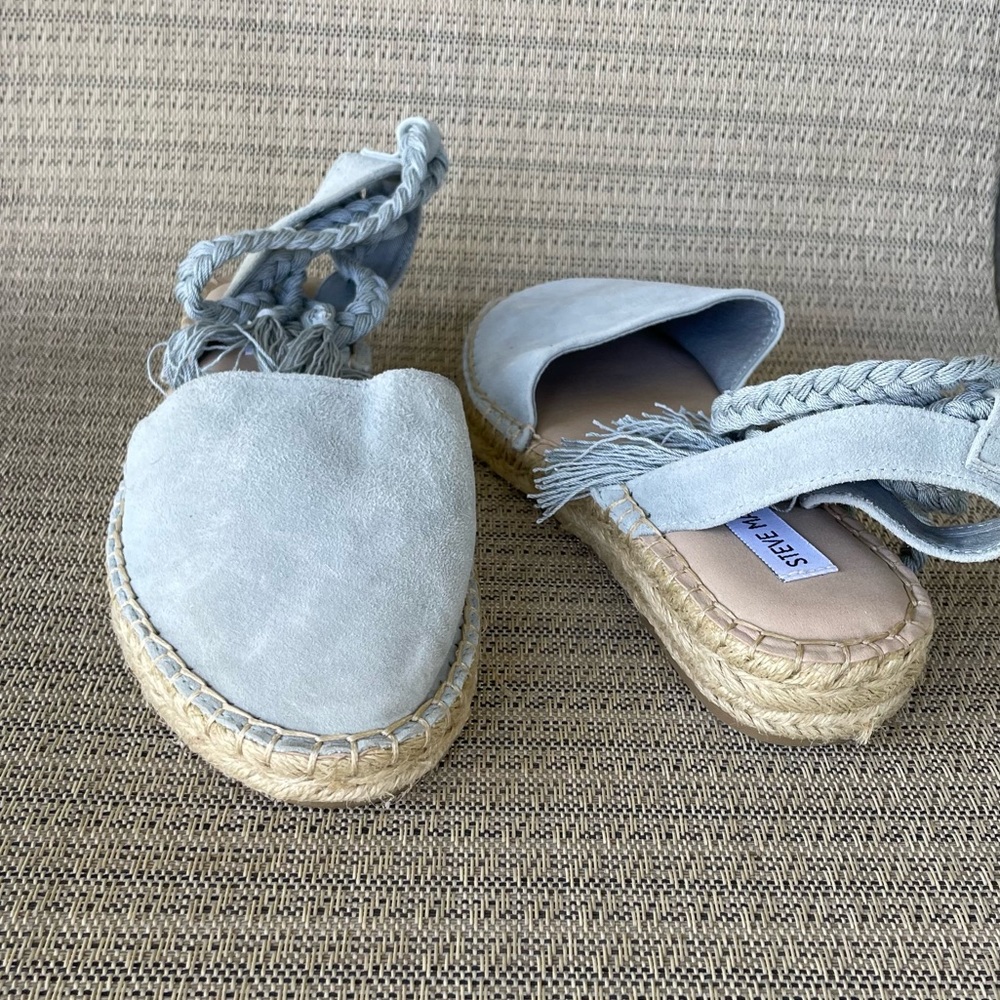 Steve Madden Mesa Wraparound Espadrille Blue Gray Suede Size 9